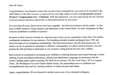 Kevin Bunn included in 28th Edition of The Best Lawyers in America